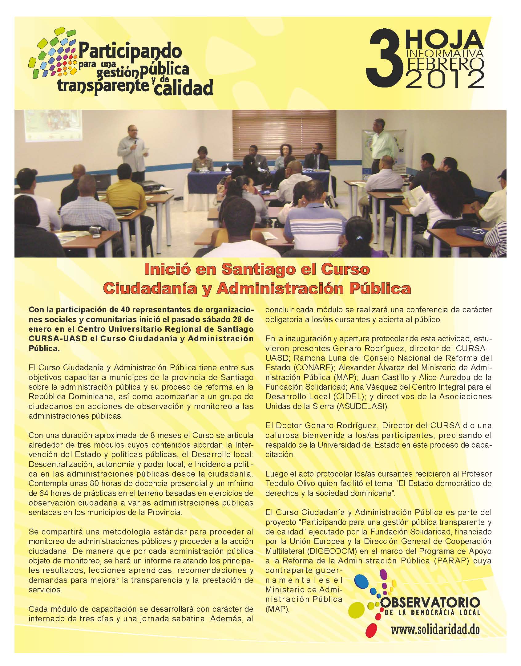 Hoja Informativa 3: Participando para una Gestión Pública Transparente y de Calidad