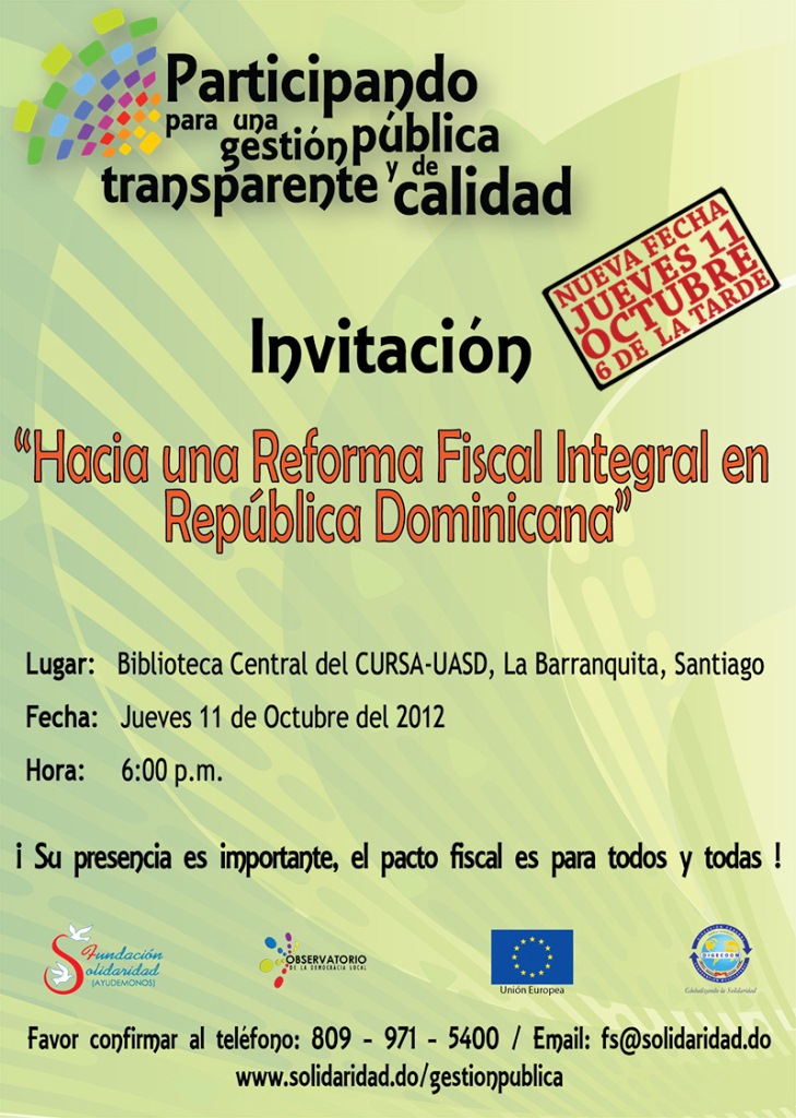 Fundación Solidaridad realizará Conferencia “Hacia una Reforma Fiscal Integral en República Dominicana”
