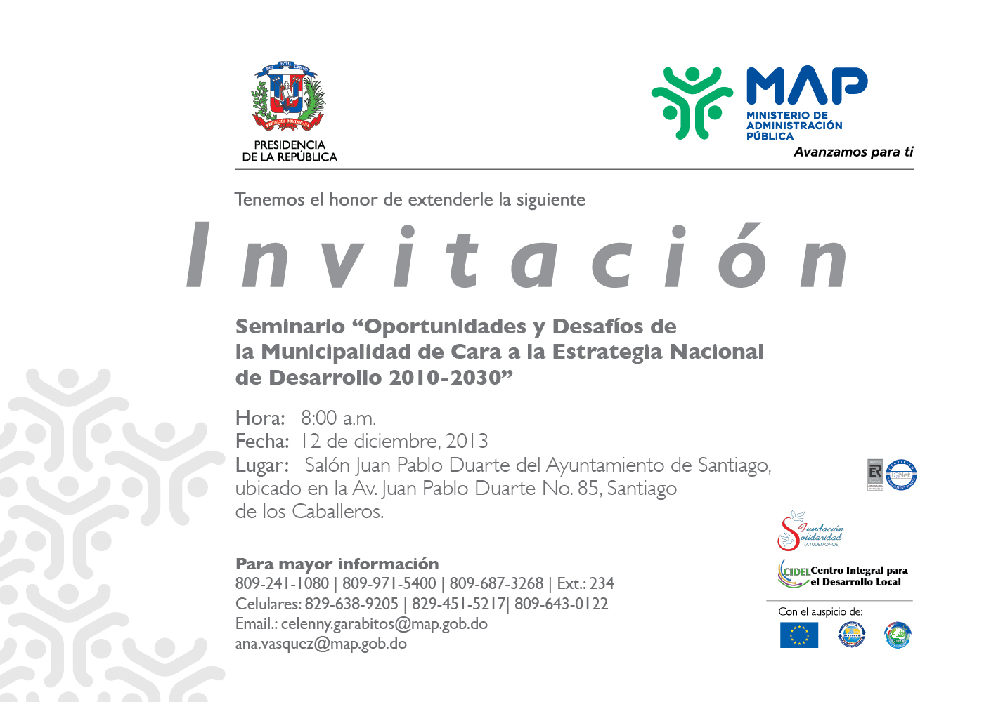 Realizarán Seminario sobre Oportunidades y Desafíos de la Municipalidad de cara a la Estrategia Nacional de Desarrollo.