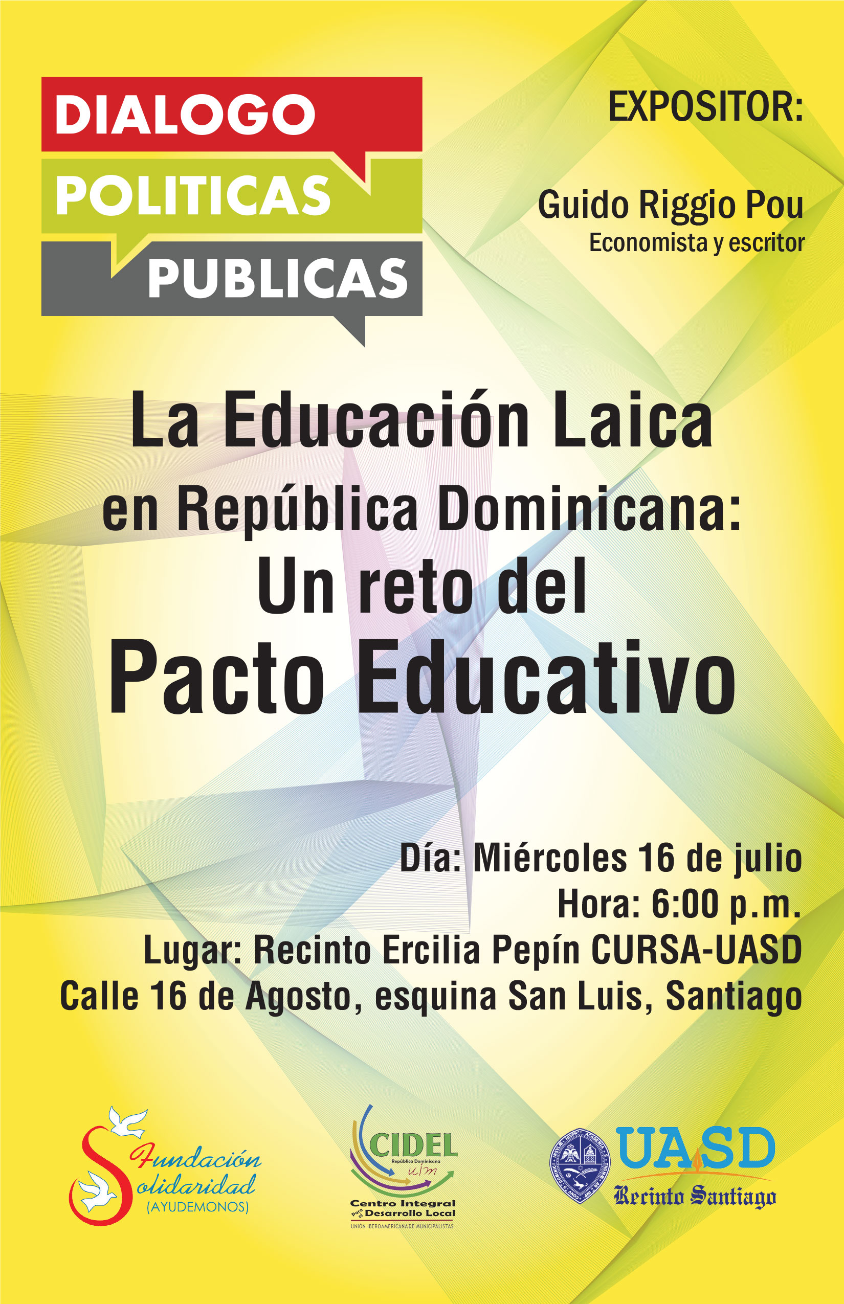 Debatirán hoy sobre La Educación Laica en República Dominicana: Un reto del Pacto Educativo.