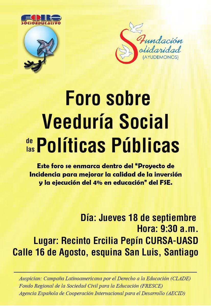 Analizarán la veeduría social de las políticas públicas en República Dominicana