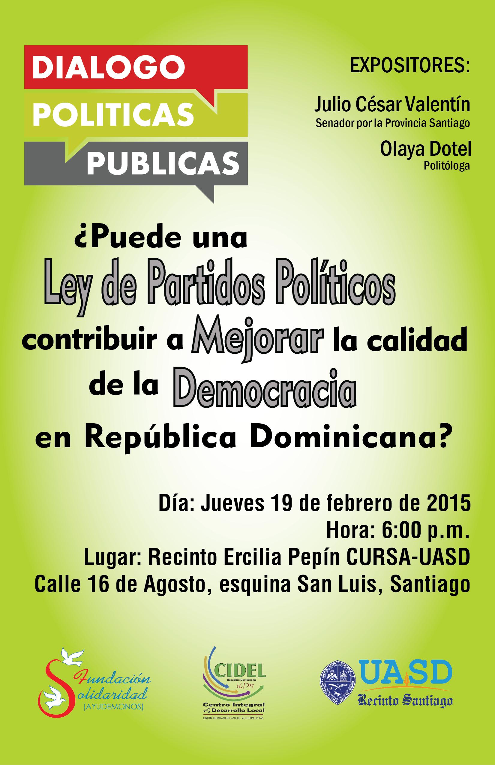 En Diálogo Políticas Públicas, debatirán sobre la Ley de partidos políticos