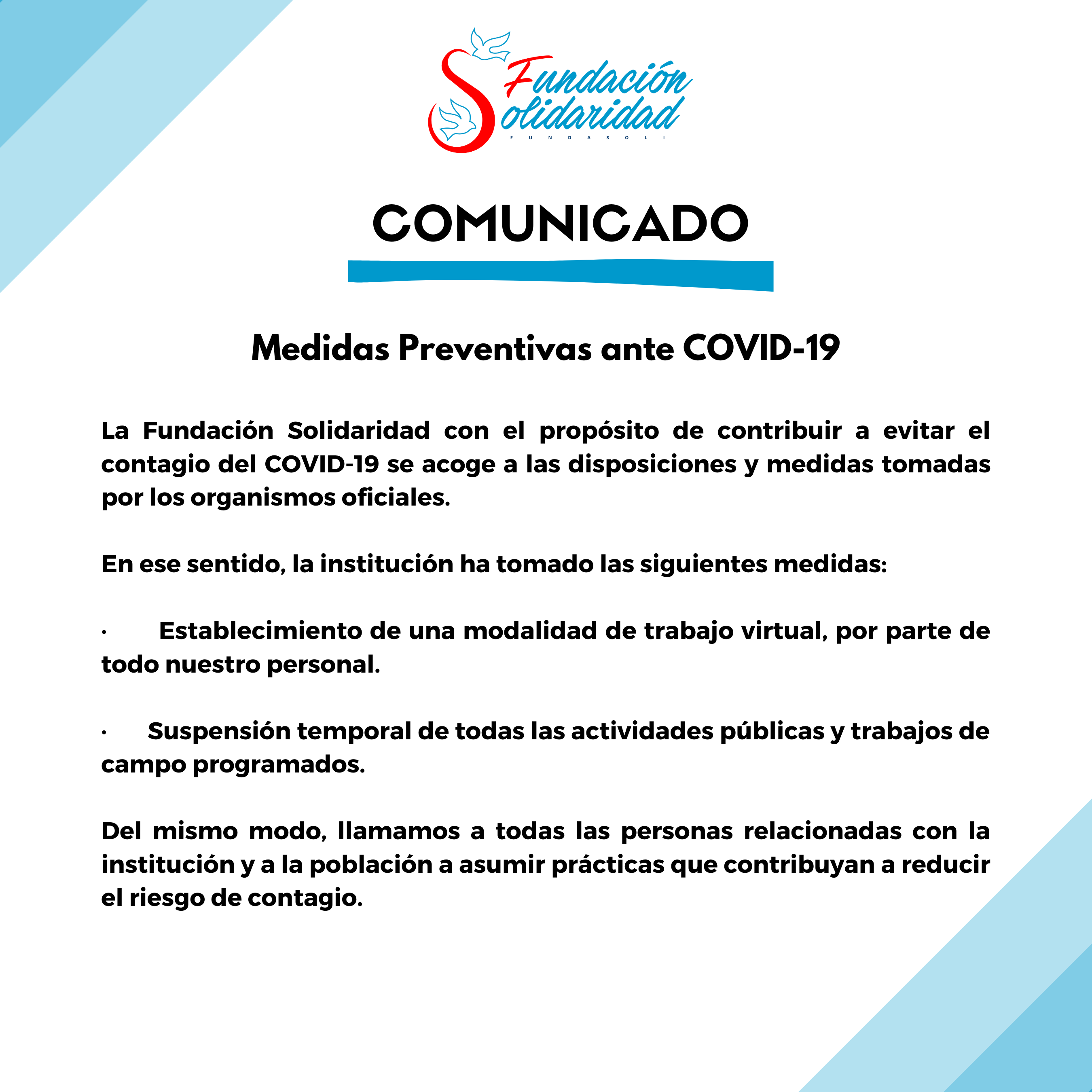 Medidas preventivas ante COVID-19 