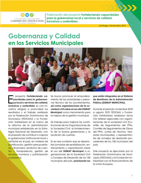 Boletín Gobernanza y Calidad en los Servicios Municipales