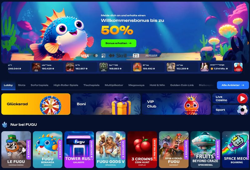 Image: Kostenlos anmelden bei Fugu Casino - Spielautomaten in deutscher Sprache